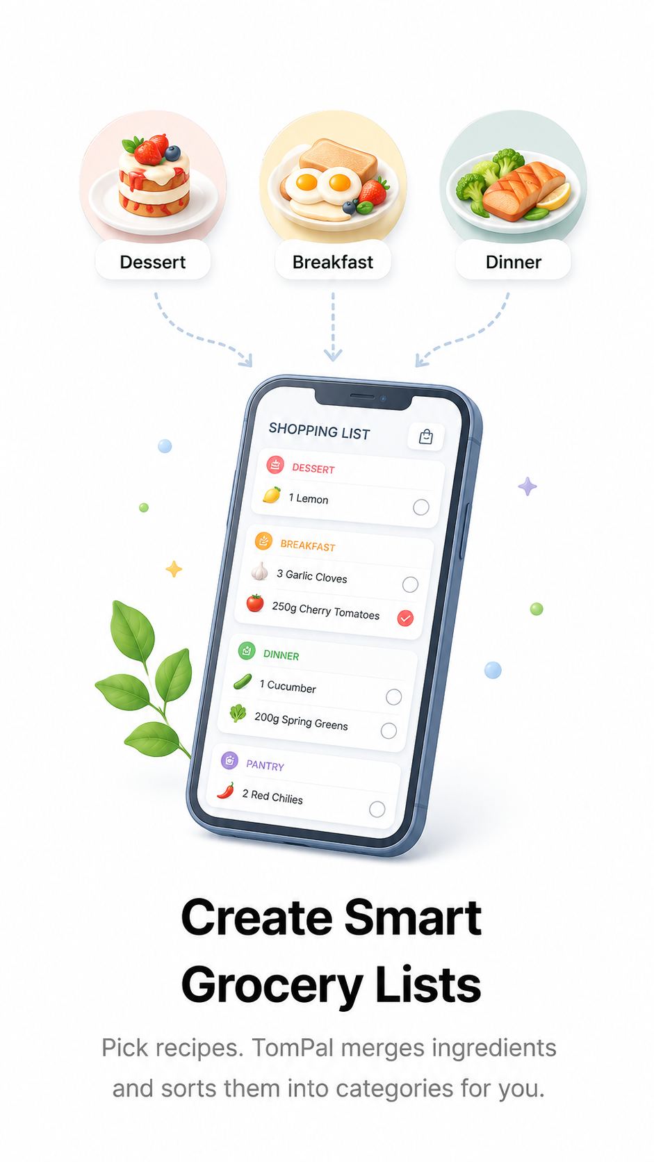 TomPal smart grocery list feature
